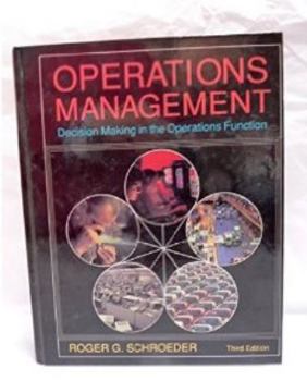 Hardcover Operations management: Decision making in the operations function (McGraw-Hill series in management) Book