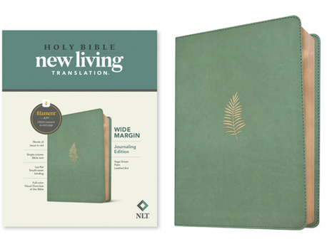 Imitation Leather NLT Wide Margin Bible, Filament Enabled (Leatherlike, Sage Green Palm, Red Letter) Book