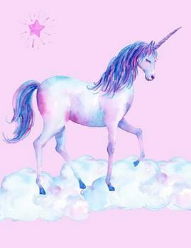 Paperback Watercolor Unicorn Clouds Composition Notebook: College Ruled (7.44 X 9.69) Beautiful Pink Teal Blue Eyes Closed Star Book