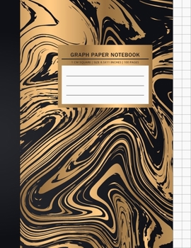 Paperback Graph Paper Notebook: Gold & Black Marble 1 cm Square Graph Paper Graphing Notebook Science & Math Notebook Quad Ruled Notebook Graph Compos Book