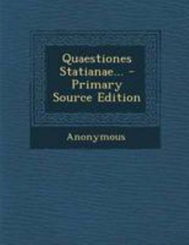 Paperback Quaestiones Statianae... [Latin] Book
