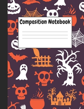 Paperback Composition Notebook: Black Halloween Themes Style, 8.5" x 11" (21.59cm x 27.94cm), 120 pages, Large Notebook (College Ruled School Composit Book