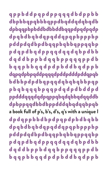 a book full of p’s, b’s, d’s, q’s with a unique l