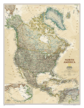 Map National Geographic North America Wall Map - Executive - Laminated (23.5 X 30.25 In) Book