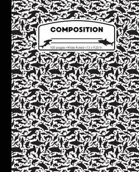 Paperback Composition: Sharks Black White Marble Composition Notebook Wide Ruled 7.5 x 9.25 in, 100 pages book for boys, kids, school, studen Book