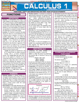 Pamphlet Calculus 1: Quickstudy Laminated Reference Guide Book