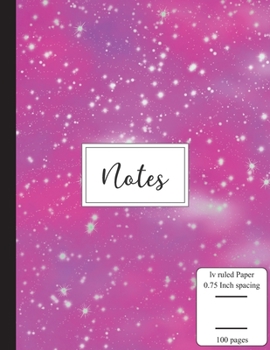 Notes: Low Vision Notebook | 0.75 Inch LV Ruled Paper | Full Size Bold Large Print Lined | Page Numbers | Fuchsia Orchid Silver Cover