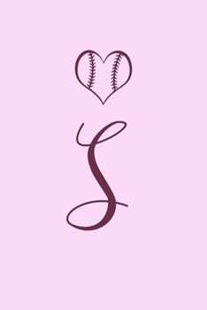 S: Name Monogram Initial S Softball 6x9" Dot Bullet Notebook/Journal Gift Idea For Girls, Women, School, College and Work