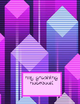 Paperback My Graphing Notebook: Quad Ruled Graph Grid Paper 100 Sheets Large 8.5 x 11 Purple Pink Blue Geometric Design Book