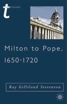 Paperback Milton to Pope, 1650-1720 Book