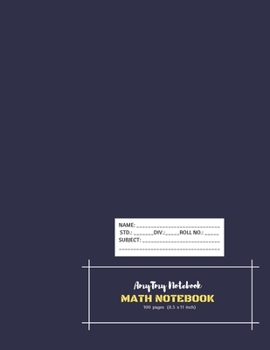 Paperback Math Notebook - AmyTmy Notebook - 100 pages - 8.5 x 11 inch - Matte Cover Book