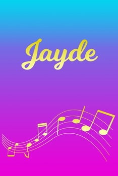 Paperback Jayde: Sheet Music Note Manuscript Notebook Paper - Pink Blue Gold Personalized Letter J Initial Custom First Name Cover - Mu Book