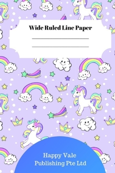 Cute Unicorn Theme Wide Ruled Line Paper