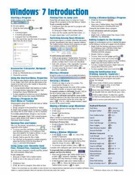Pamphlet Windows 7 Quick Reference Guide (Cheat Sheet of Instructions, Tips & Shortcuts - Laminated Card) Book