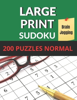 Paperback Sudoku Brain Jogging (Normal Level): Large Print Sudoku 200 Puzzles Medium for Seniors, AMD vision Problems With 1 Sudoku Per Page to Improve Your Mem Book