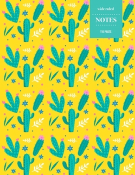 Wide Ruled Notes 110 Pages: Cactus Notebook for Kids, Teens and Students | Succulent Llama Pattern