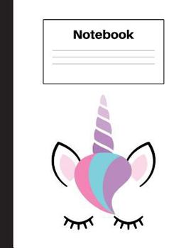 Paperback Notebook: Unicorn Purple Horn, Handwriting, Notebook Home Office School Student Teacher Homeschool, 7.4 x 9.7 in, 200 pages for Book