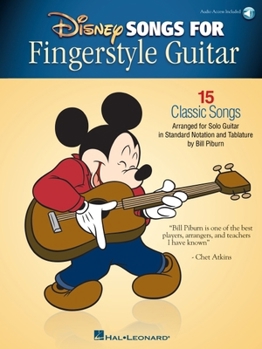 Paperback Disney Songs for Fingerstyle Guitar: 15 Classic Songs Arranged by Solo Guitar in Standard Notation and Tablature Book