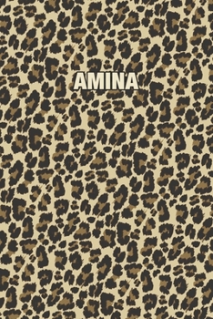 Paperback Amina: Personalized Notebook - Leopard Print (Animal Pattern). Blank College Ruled (Lined) Journal for Notes, Journaling, Dia Book