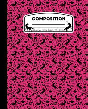 Paperback Composition: Unicorn Hot Pink Marble Composition Notebook Wide Ruled 7.5 x 9.25 in, 100 pages book for girls, kids, school, student Book