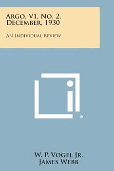 Paperback Argo, V1, No. 2, December, 1930: An Individual Review Book