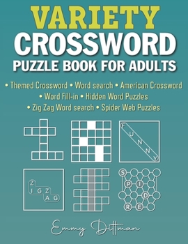 Paperback Variety Crossword Puzzle Book for Adults: 105 Easy to Medium Puzzles Book