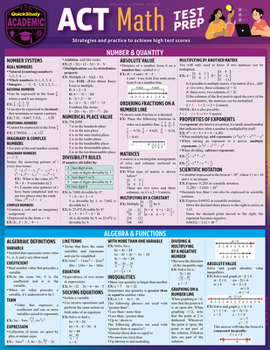 Pamphlet ACT Math Test Prep: A Quickstudy Laminated Reference Guide Book