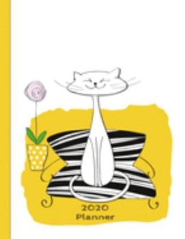 Paperback 2020 Planner: Cute Cat on Yellow - 12 Months Week to two-page Diary 150 pages 8.5 x 11 with Contacts - Password - Birthday lists Book