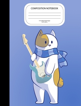 Paperback Composition Notebook: Cute Guitar Playing Cat Book