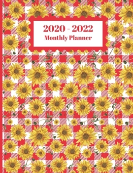 Paperback 2020-2022 Monthly Planner: Sunflowers Floral Flower Red Checkered Plaid Floral Cover 2 Yr Planner Appointment Calendar Organizer And Journal Note Book