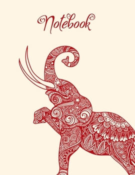 Notebook: Elephant Notebook Cover with 120 Pages |Crimson and Cream Design|Classic Wide-Ruled|Perfect for Notes, Lists, Journaling, Gift for Elephant Lover