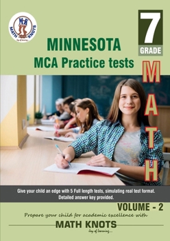 Paperback Arizona State (AASA) , 7th Grade MATH Practice Tests ,Volume 2 (Arizona State Test prep by Math-Knots) Book