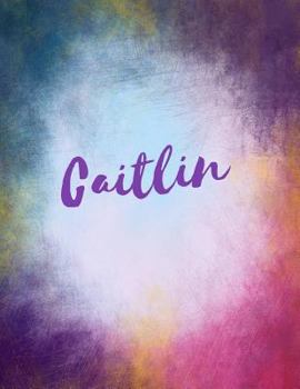 Caitlin: Caitlin sketchbook journal blank book. Large 8.5 x 11 Attractive watercolor texture purple pink orange & blue tones. arty stylish pretty journal for girls.