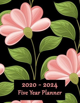 2020 – 2024 Five Year Planner: Pink Floral Cover – Includes Major U.S. Holidays and Sporting Events