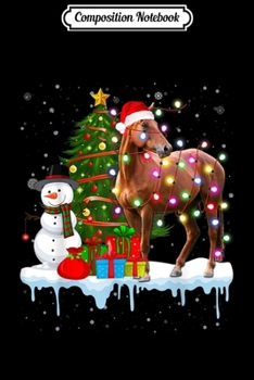 Composition Notebook: Horse Costume Farmer Santa Lights Hat In Snow Christmas  Journal/Notebook Blank Lined Ruled 6x9 100 Pages
