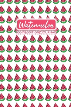 WATERMELON Composition Journal: Black & White Lined Diary 6x9 Watermelon Summer Themed 100 Pages Notebook for Birthday Gift for Twins Kids Girls Boys Women