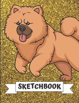 Sketchbook: Jumping Chow Chow Dog Cover Design with Glitter Printed Notebook and Journal. Perfect Doodling, Sketching and Writing Book for Kids and Adult of All Ages.