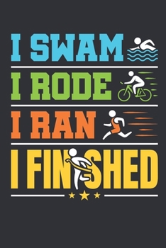 Paperback I Swam I Rode I Ran I Finished: Triathlon Journal, Blank Paperback Notebook For Triathlete To Write In, 150 pages, college ruled Book