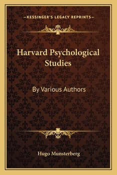 Paperback Harvard Psychological Studies: By Various Authors Book