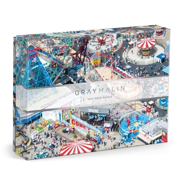 Galison Gray Malin Coney Island – 1000 Piece Puzzle with Eye Catching Aerial Photography of Iconic NYC Beach from A La Plage Artwork