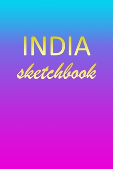 Paperback India: Sketchbook - Blank Imaginative Sketch Book Paper - Pink Blue Gold Custom Letter I Personalized Cover - Teach & Practic Book