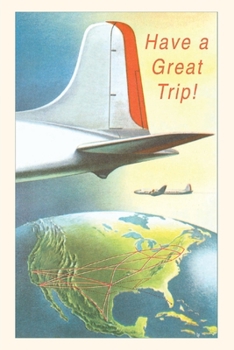 Paperback Vintage Journal Tail of Airplane Over US Travel Poster Book