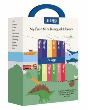 Hardcover My First Mini Bilingual Library: A Spanish-English Vocabulary Board Book Set of Colors, Numbers, Animals, Abcs, and More Book