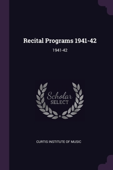 Paperback Recital Programs 1941-42: 1941-42 Book