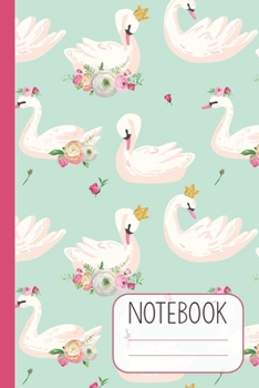 Notebook with Royal Swans on Turquoise Design: Pretty Lined Notebook (Journal / Diary) for Women