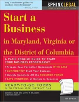 Paperback Start a Business in Maryland, Virginia, or the District of Columbia Book