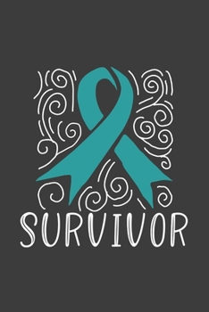 Writing About My Health Journey with Ovarian Cancer: College Ruled Notebook (Abstract Survivor Doodle Teal Awareness Ribbon Cover)