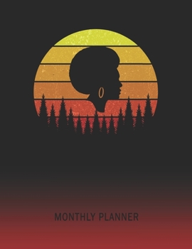 Monthly Planner: Woman Afro Hair | 2 Year Planning for Jan 2020 to Dec 2021 | Retro Vintage Sunset Cover | January 20 - December 21 | Planning ... | Plan Days, Set Goals & Get Stuff Done