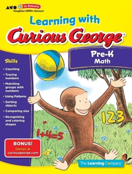 Paperback Learning with Curious George Pre-K Math: A Screen-Free Preschool Workbook with Math Activities for Counting and Shapes for Children (Ages 4-7) Book