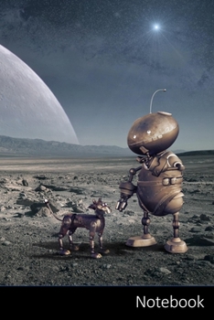 Notebook: Robot, Planète, Lune, Espace Carnet / Journal / Livre d'écriture / Calepin / Agenda / Notes - 6 x 9 pouces (15,24 x 22,86 cm), 150 pages, surface brillante.
